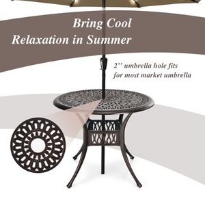 36-Inch Round Patio Dining Bistro <b>Table</b> with Umbrella Hole for Outdoor Settings - Product Image 4