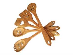 Juego de Utensilios de Cocina de Madera Natural Minimalista, Utensilios de Cocina de Alta Calidad, Espátula, Cuchara, Espumadera, Cucharón, Herramientas Modernas en Oro Rosa - Product Image 2