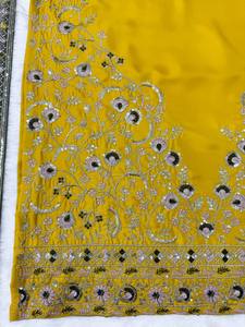 Ensemble Salwar Kameez en Georgette Brodé Bicolore avec Dupatta pour Mariage et Fêtes - Tenue Femme - Product Image 6