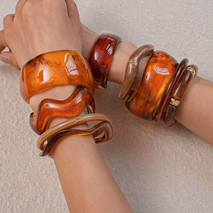 Wholesale Eco-Friendly Colorful Geometric Beaded Resin Hand-painted <b>Bangles</b> Set <b>Indian</b> for Women Fashion India - Product Image 6
