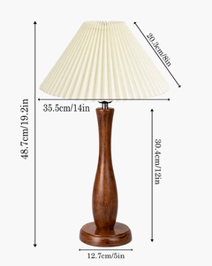 Handcrafted Wood Spindle <b>Table</b> Lamp with Pleated Fabric Shade Elegant Scandinavian <b>bedside</b> lighting home hotel Shop now - Product Image 2