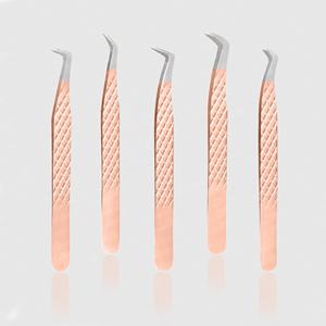 ชุดแหนบต่อขนตาแบบด้ามจับเพชร90องศาสีกลางปลายไฟเบอร์สแตนเลสฉลากส่วนตัว - Product Image 1