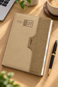 Agenda en PU beige Nescafé, planificateur daté, couverture douce au toucher, bloc annuel, porte-stylo gaufré, journal de notes pour cadeaux d'entreprise - Product Image 2