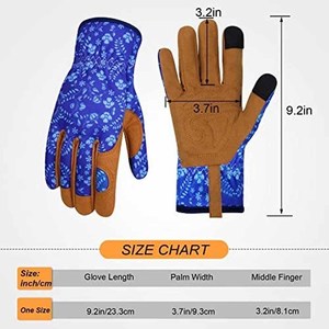 Gants de jardin à écran tactile à imprimé floral personnalisé, paume en daim synthétique rembourrée, gants de sécurité pour femmes pour l'extérieur avec poignet élastique - Product Image 4