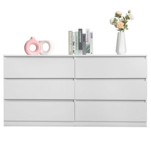 Cassettiera Moderna Bianca a 6 Cassetti per Camera da Letto, Soggiorno, Ingresso o Seminterrato, Ampio Spazio di Archiviazione, Stile Quercia, Mobile in MDF - Product Image 5