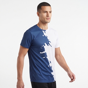 T-shirt de sport personnalisé bicolore pour homme, en coton et polyester, couleur unie, maillot d'entraînement athlétique, vente en gros pour la gym et le fitness - Product Image 3