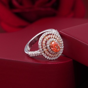แหวนหมั้นเพชรรูปไข่สีชมพูสดใสทรงสามวง 1.53 กะรัต ทองคำขาว 14K - Product Image 3