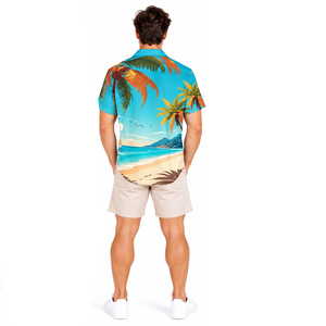 Mens Coastal Vacation <b>Shirt</b> Polyester Digital Print Casual <b>Resort</b> Holiday Beachwear Lightweight Premium Summer Collection - Product Image 6