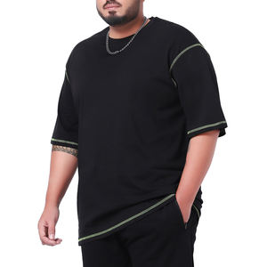 เสื้อยืดสตรีทแวร์แบบสั่งทำพิเศษ ตัดเย็บด้วยด้ายตัดกัน เสื้อยืดแขนสั้นผู้ชาย ไซส์พลัส เสื้อยืดโลโก้สั่งทำ เสื้อยืดโอเวอร์ไซส์ผู้ชาย - Product Image 2