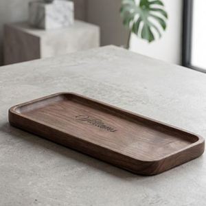 Wooden Storage Tray Irregular Shape Varnished Minimalist Design Single Tier For Living Room Use wood personalized serving tray - Product Image 2