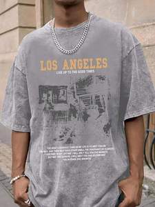 Camiseta de Hombre Oversize de Manga Corta con Cuello Redondo, 100% Algodón Jersey, Estilo Casual, Color Liso, Efecto Lavado - Product Image 3