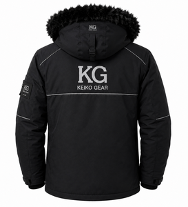 Veste d'hiver unisexe de qualité supérieure |   Veste décontractée en tissu de laine imperméable, coupe-vent et thermiquement isolante, à motif à pois, avec capuche en fausse fourrure - Product Image 2