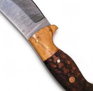 Handcrafted Damascus Steel Outdoor Utility <b>Tool</b> Two-Tone Olive <b>Wood</b> Textured - Product Image 2