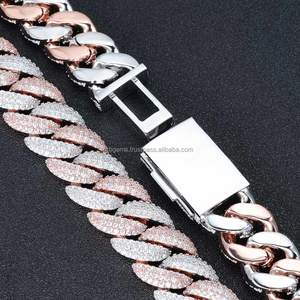 Collar de Hip Hop Personalizado de Alta Calidad para Hombre, Estilo Miami, Oro Rosa y Blanco, Moissanita VVS, Cadena de Plata Esterlina, Engaste de Bisel Amarillo - Product Image 5