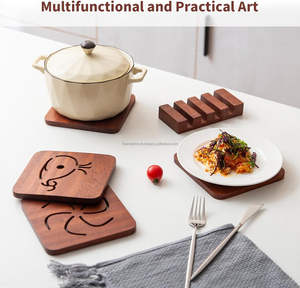 Posavasos de madera Premium para bebidas con soporte Posavasos de madera maciza para la cena Té Bebida Etc. - Product Image 4