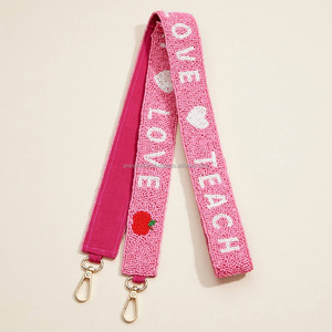 Sangle de sac à main perlée faite main en perles de rocaille avec motif 'Love', blanche, avec ferrures dorées, ceinture de remplacement pour sac à main, commande personnalisée - Product Image 6