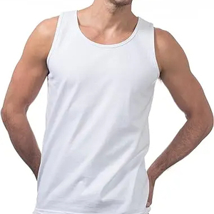 <b>Men's</b> <b>White</b> Cotton Tank Top O-Neck Sleeveless Casual Solid Color Knitted Plain Dyed Singlet for Training Streetwear Tank Top - Product Image 1