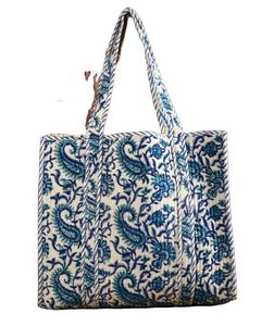 Sac fourre-tout en coton matelassé avec fermeture éclair ATITHI ART, léger, doux, rembourré, écologique, réutilisable, pour le shopping, les voyages, le transport quotidien - Product Image 1