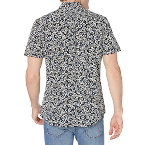 เสื้อเชิ้ตแขนสั้นพิมพ์ลายดอกไม้สำหรับผู้ชาย ปกคอพับ ผ้าฝ้ายป๊อปลินระบายอากาศได้ดี เหมาะสำหรับใส่ในฤดูร้อน - Product Image 2