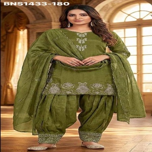 Festival wear Crunchy with <b>Silver</b> Embroidery work Readymade Full-Sleeve <b>Suit</b>-Farshi Salwar-Dupatta Set Online Shopping India - Product Image 1