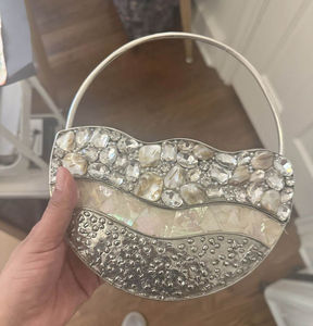 Handcrafted Designer Luxury Evening Bridal Clutch Ladies Sling Bag Resin Pearl Decor Fashion Accessory for Weddings - Product Image 3