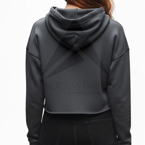 Sudadera con Capucha Corta para Mujer, Diseño Geométrico con Estampado de Lobo, Informal, de Algodón, para Otoño, Manga Larga - Product Image 2