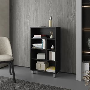 Libreria Nera a Sei Ripiani dal Design Elegante - Product Image 1