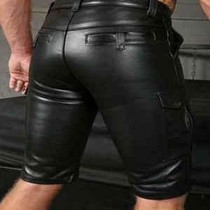 Servicio OEM, Nuevo Estilo, Pantalones Cortos de Cuero Transpirables de Cintura Alta para Hombre, 100% Seda, Estilo Urbano, Buena Calidad, Precio al por Mayor - Product Image 4