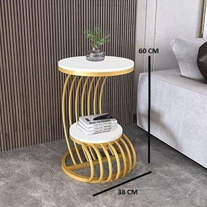 Modern Durable Marble Top Metal Frame Coffee <b>Table</b> <b>with</b> Storage <b>Shelf</b> for Living Room - Product Image 5