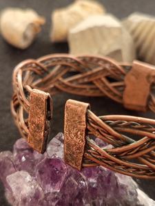 Abstract Wave Solid <b>Copper</b> Cuff <b>Bangle</b> Hand Carved Geometric Twisted Wristband Earthy Artisan Metal Jewelry Gift - Product Image 4