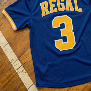 Camiseta de Baloncesto Regal Athletic con Cuello en V para Hombre, Azul y Amarillo, Sublimada, de Malla, 100% Poliéster, Camisetas de Fútbol Tosp - Product Image 5