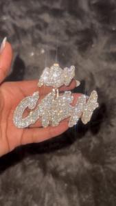 Pendentif Moissanite Personnalisé, Chaîne en Argent avec Lettres VVS Moissanite, Pendentif Icedout Personnalisé, Passe le Testeur de Diamant - Product Image 5