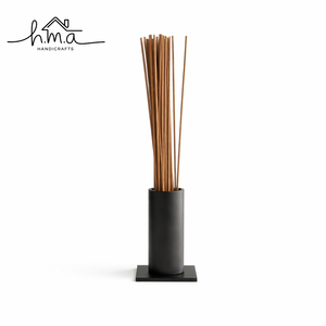 Round Wooden Incense Holder with Brass Multi Hole <b>Stick</b> Stand Carved Floral Design Ash Catcher Decorative Home Fragrance Burner - Product Image 4