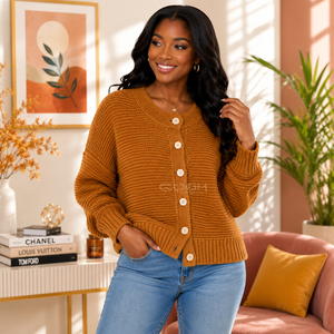Cosh International Sisterhood Sorority Elegant Women's Acrylic Knit <b>Cardigan</b> <b>Sweater</b> Spring Solid Color Button Front Halter - Product Image 5