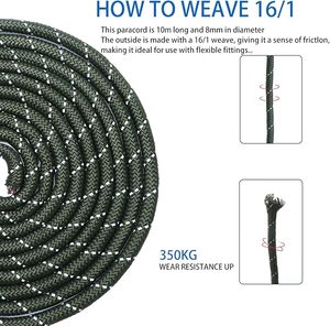 Factory Supply 8mm Nylon Braided <b>Rope</b> High Tensile Strength <b>Rope</b> for Climbing Safety Rescue Outdoor Adventure Marine Use Strong - Product Image 2