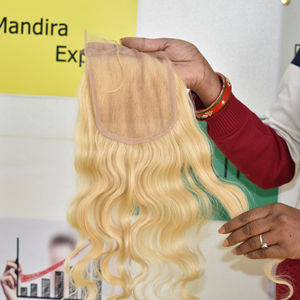 Extensiones de cabello indio virgen Remy sin procesar 5*5 cierre Rubio Bodywave suelta onda profunda doble trama de proveedor Natural - Product Image 2