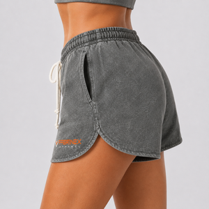 Shorts Femme 2026 en Coton Délavé Effet Acide, Respirant, Séchage Rapide, Écologique, Taille Élastique, Style Vintage, Idéal au Quotidien - Product Image 4