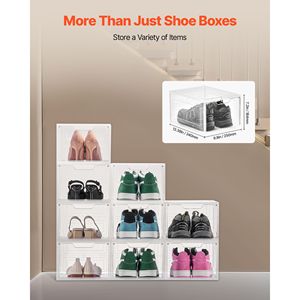 Set di 9 Scatole Trasparenti Grandi per Scarpe, Organizzatori in Plastica Leggeri e Impilabili con Porta Magnetica, Adatte per Sneakers Taglia 13 USA - Product Image 4