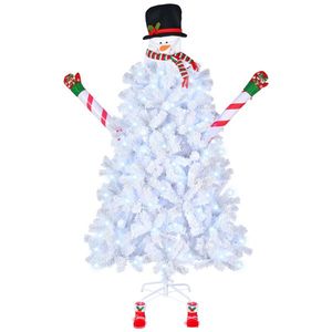 Albero di Natale Automatico in PVC da 6,5 Piedi a Forma di Pupazzo di Neve, 700 Rami Bianchi Effetto Neve, 140 Luci a Colori Freddi con 8 Modalità per Festività - Product Image 6