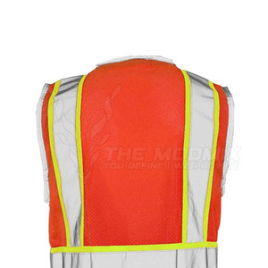 Gilet de sécurité haute visibilité respirant à séchage rapide, orange, réfléchissant, en polyester, vêtements de travail multi-poches, usage industriel et extérieur - Product Image 5