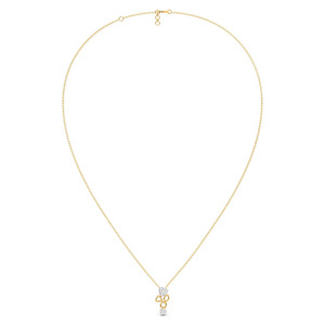 Collier en diamant à double bouclier géométrique avec centre en forme ouverte et design de pendentif suspendu moderne - Product Image 3