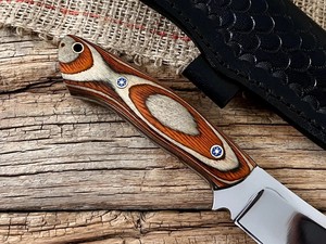 Custom Stainless Steel EDC Fixed Blade Skinning Knife Wood Handle Leather Sheath OEM Full Tang Bushcraft Camping Hunting Knife - Product Image 3
