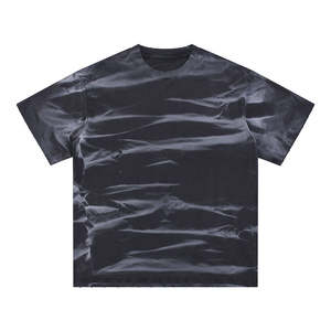 T-shirts pour hommes surdimensionnés vintage délavés à l'acide, imprimé graphique personnalisé, coupe courte, col ras du cou, style streetwear - Product Image 1