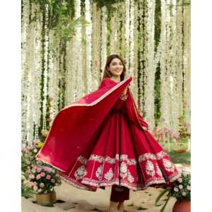 Vestido Anarkali de Diseñador con Bordado de Lentejuelas para Bodas Sencillas - Product Image 6