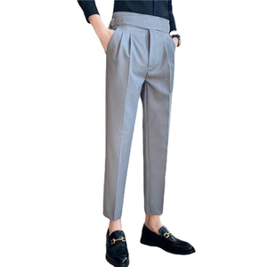 Pantalones de Vestir Formales Plisados de Cintura Alta para Hombre, Corte Regular, Color Negro, Pantalones de Alta Calidad para Hombre a Precio Económico, OEM Personalizado - Product Image 2