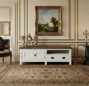 Meuble TV en teck massif écologique Katu, finition couleur scandinave moderne, meuble TV en bois pour salon, chambre et villa - Product Image 1