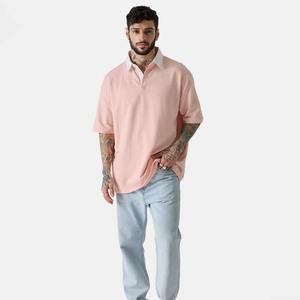 Camisa Oxford Casual de Manga Corta para Hombre, Color Rosa Sólido, Corte Regular, Transpirable, Tejido de Poliéster, Logotipo Frontal - Product Image 2