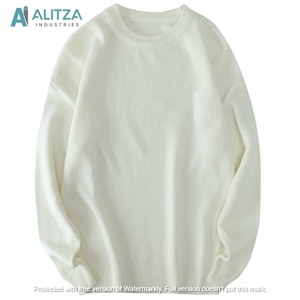 Pull tricoté uni effet deux pièces 100% Coton pour Homme, Col en V ou Col Rond, Automne, Logo frontal, Anti-rétrécissement, Anti-boulochage, Vente en gros - Product Image 2