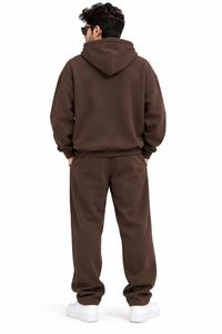Ensemble de survêtement marron oversize à capuche imprimé, style streetwear, en molleton tricoté, pour l'hiver, service OEM - Product Image 2
