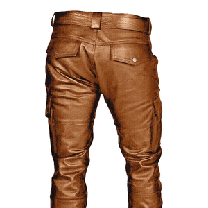 Pantalones Cargo Marrones para Hombre, Cintura Alta, Corte Recto, Estilo Workwear con Múltiples Bolsillos, Cierre de Botones, para Otoño - Product Image 4